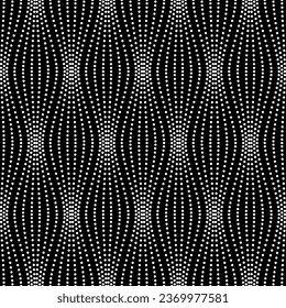 Vector seamless texture. Modern geometric background. A mesh with wavy lines from dots.