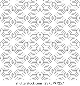 Vector seamless texture. Modern geometric background. Grid with wavy lines.