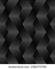 Vector seamless texture. Modern geometric background with dotted  hexagons.