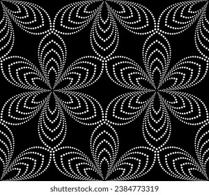 Vector seamless texture. Modern geometric background. Grid with flowers from dots.