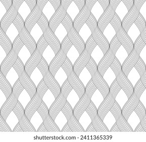 Vector seamless texture. Modern geometric background. Mesh with thin wavy threads.