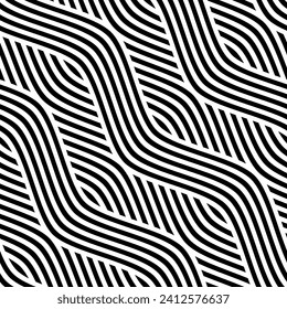 Vektornahtlose Textur. Moderner geometrischer Hintergrund. Gitter mit überschneidenden Wavy-Linien.