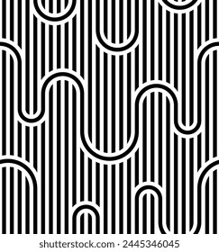 Vector seamless texture. Modern geometric background. A grid of wavy stripes.