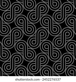 Vector seamless texture. Modern geometric background. A grid of twisted stripes of dots.