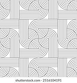 Textura sem emenda do vetor. Fundo geométrico moderno. Grade com círculos e quadrados.