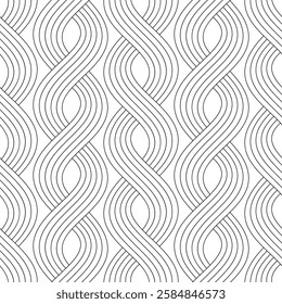 Vector seamless texture. Modern geometric background with intersecting curved stripes.