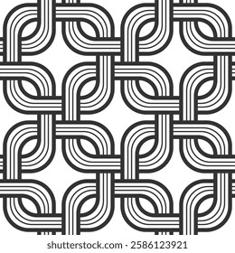 Vector seamless texture. Modern geometric background with intersecting squares. 