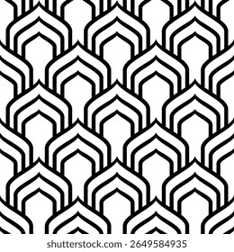 Vector seamless texture. Modern geometric background with shaped tiles.