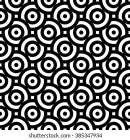 Vector seamless texture. Modern geometric background. Monochrome pattern of repetitive concentric circles.