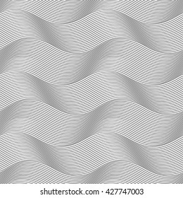 Vector Seamless Texture. Modern Geometric Background. Monochrome Repeating Pattern With Waves.