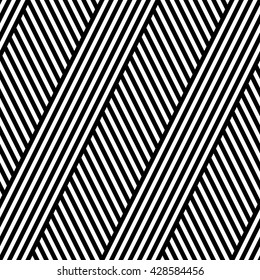 Vector seamless texture. Modern geometric background. Repeated monochrome pattern. Interlacing oblique stripes.