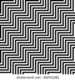 Vector seamless texture. Modern geometric background. Monochrome repeating pattern of zigzags arranged diagonally.