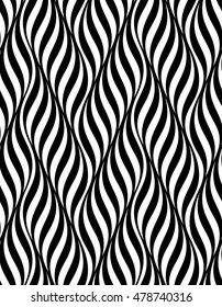 Vector seamless texture. Modern geometric background. Monochrome pattern with wavy lines, arranged with an offset.