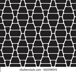 Vector seamless texture. Modern geometric background. Repeated monochrome pattern of curved tiles.