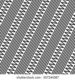 Vector seamless texture. Modern geometric background. Repeating pattern oblique lines and zigzags.