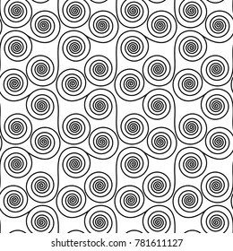 Vector seamless texture. Modern geometric background. Monochrome pattern with spirals.