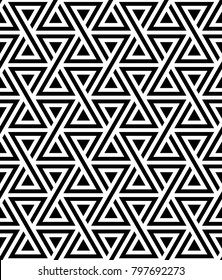 Vector seamless texture. Modern geometric background. Monochrome repeating pattern with triangles.
