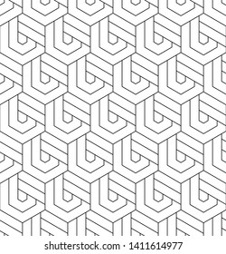 Vector seamless texture. Modern monochrome geometric background. Lattice with hexagonal cells.