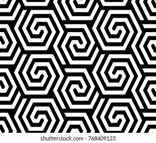 Vector seamless texture. Modern stylish texture. Repeating geometric tiles with hexagons. Monochrome graphic design.