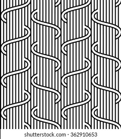Vector seamless texture. Monochrome abstract background. Intertwining wavy lines.