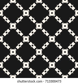 Vector seamless texture, monochrome geometric ornament pattern with diagonal carved lattice, chains, square grid. Dark abstract repeat background. Design for home decor, textile, fabric, cloth, covers
