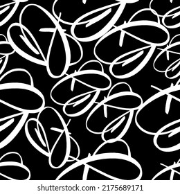 vector seamless texture on a black isolated background with geometric ornaments and white letters