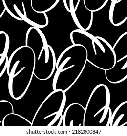 vector seamless texture on a black isolated background with white geometric shapes, black mattern with white letters