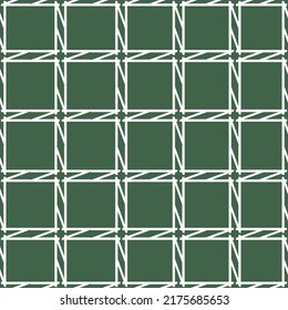 vector seamless texture on a green isolated background with geometric ornaments and white letters