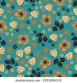 Textura sin fisuras vectorial en un fondo aislado monocromo con flores estilizadas de campo simple