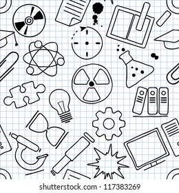 Vector seamless texture on science