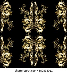 vector seamless texture on vintage style. Abstract background with golden elements.