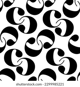 vector seamless texture on a white isolated background with poor letters or a geometric ornament made up of letters, a white pattern with black letters