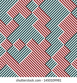 Vector seamless texture. Vector seamless pattern. Colored geometric pattern from intersecting bands. Ratio between foreground and background is 50%:50%.