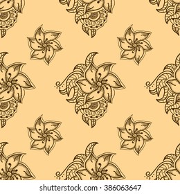 Vector seamless texture. Pattern with hand drawn doodle floral elements. Romantic theme for 8 march international women's day
