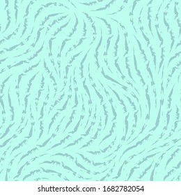 Vector seamless texture. Pattern of heterogeneous ragged lines in trend colors 2020 on a blue background. Decorative print for fabrics or paper from flowing lines