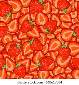 Vector seamless texture pattern of strawberries.