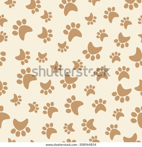 Vector Seamless Texture Paw Tracks Different Stock Vector Royalty Free