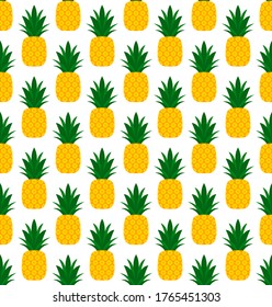 vector seamless texture with pineapple pattern on white background