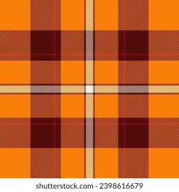 Vector seamless texture of plaid textile check with a fabric background pattern tartan in red and bright colors.