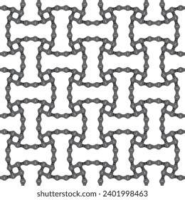 Vector seamless texture with realistic bike chain on white background
