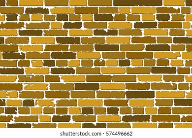 Vector seamless texture of realistic old brick wall with shadows. Vector illustration