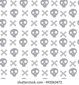 Vector seamless texture. Skull and bones pattern. 