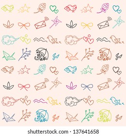 vector seamless texture with some cute objects in hand drawn style