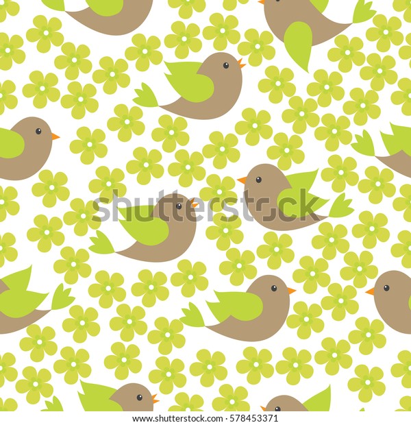 Vector Seamless Texture Spring Birds Flying Stock Vector Royalty Free 578453371