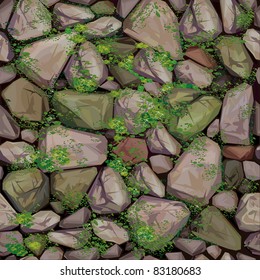 Vector seamless texture of stones  covered moss.