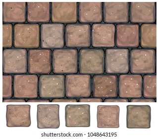 Vector seamless texture  stones wall, pavement and  brick elements for design .