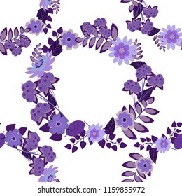 Vector seamless texture with stylized flowers. Floral pattern with abstract flowers. Vintage elegance ornament. Wedding flowers design in purple, white and violet colors.
