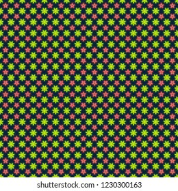 Vector seamless texture with stylized flowers. Wedding flowers design in green, pink and black colors. Floral pattern with abstract flowers. Vintage elegance ornament.