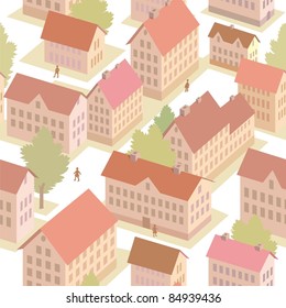 Vector seamless texture of town