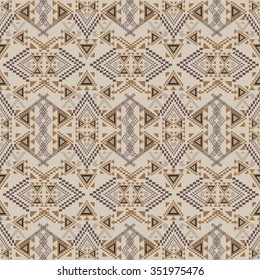 Vector seamless texture. Tribal geometric pattern. Aztec ornamental style. Ethnic native american indian ornaments